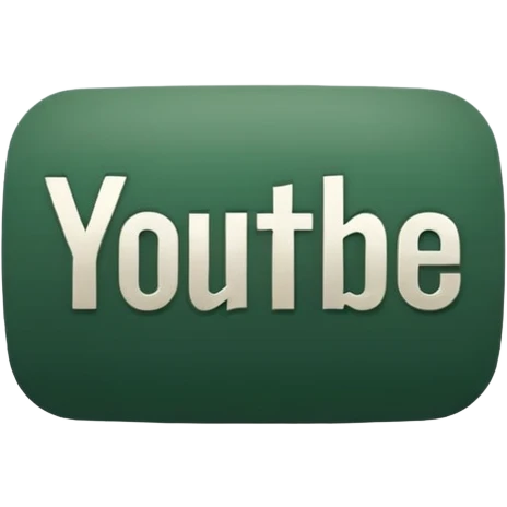 YouTube logo in iOS style, dark green with light beige elements, no other colors, natural YouTube shape, minimalist design emoji