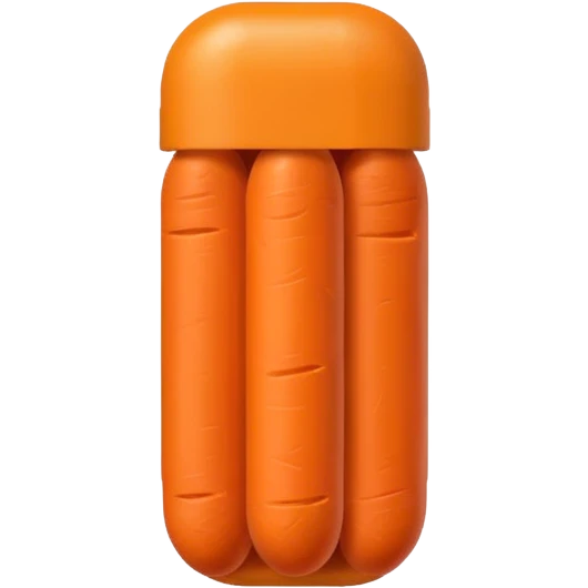 Mini carrot sticks, shaped like orange pill capsules emoji