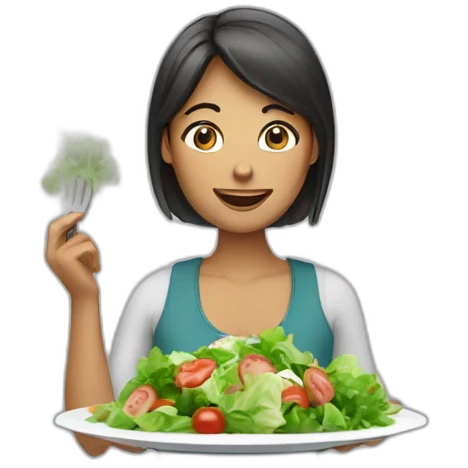 A woman eating salad emoji
