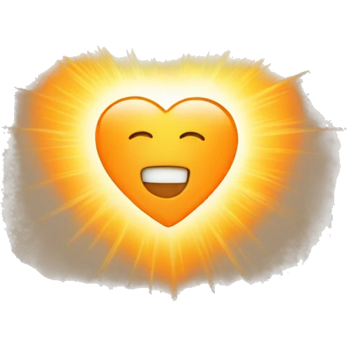 An orange heart radiating sunlight  emoji