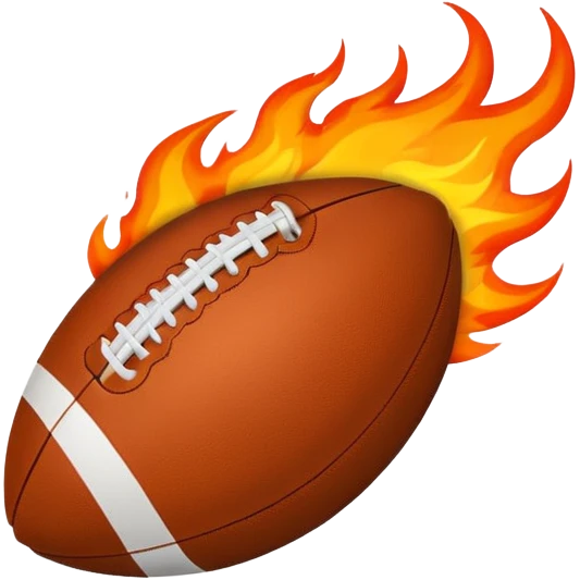 a flaming American football emoji