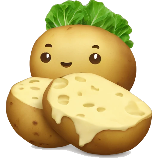 potatoes and pork with cheese emoji