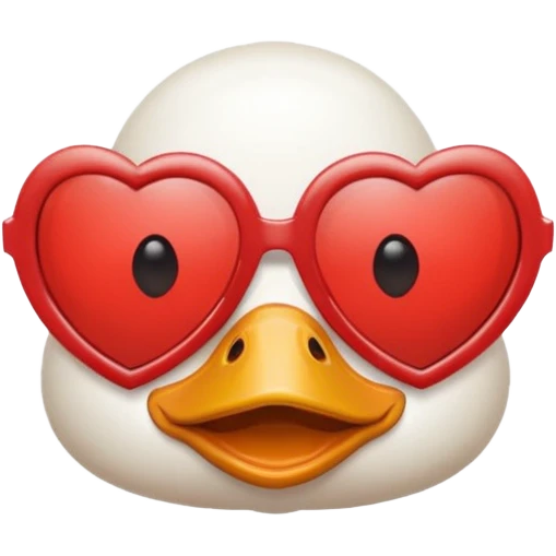 Make a frame emoji and inside it is a duck wearing red heart sunnies and the background is sky or anything blue emoji