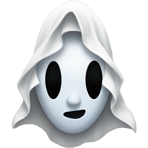 Guy wearing pointy ghost costume with symbol emoji