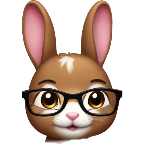 Girly brown bunny with glasses emoji