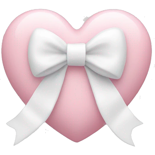 Pastel pink heart with white bow emoji