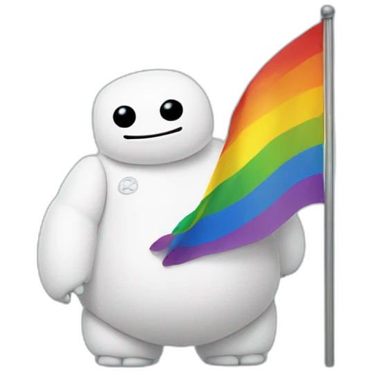 Baymax with a gay pride flag emoji