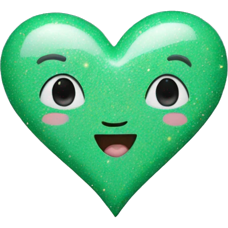 Heart pastelgreen with glitter emoji