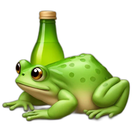 tired toad with bottle emoji