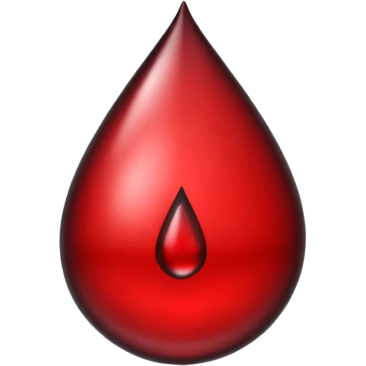 single blood drop emoji sculpted from dark liquid metal, glossy surface, dramatic reflections, futuristic minimal 3D style, isolated on white emoji