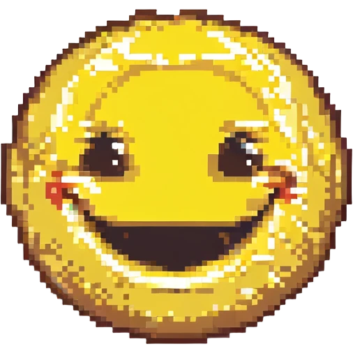 happy emotion, classic emoji with big smile, pixel art style emoji