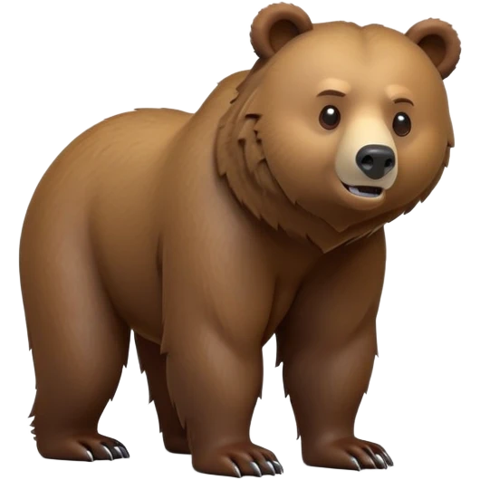 cinematic-[grizzly bear]-realistic-full-body-standing on all fours-emoji,-tail-tucked-close,-head-tilted-dramatically,-thick-[brown]-fur,-simplified-yet-realistic-focused-features,-highly-detailed,-glowing-with-an-almost-sarcastic-glow emoji