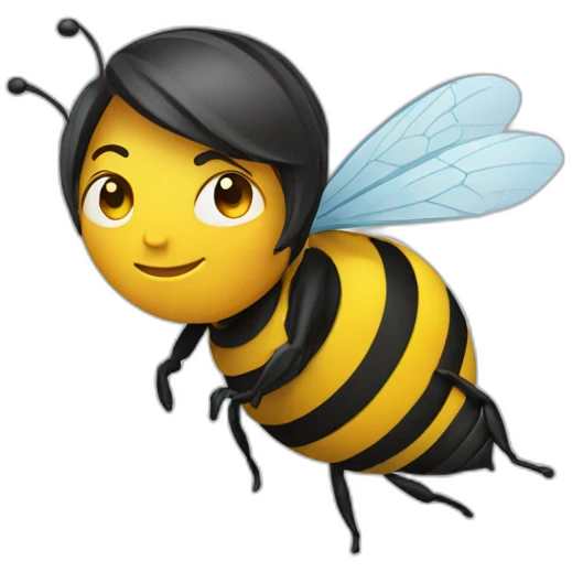 graphic designer in the air with a bee emoji