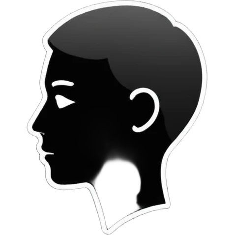 Minimalistic flat vector icon, iOS style, thin black outline on white background. Person silhouette. Black, completely monochrome, matte.  emoji