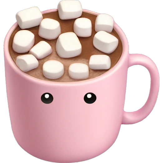 Light Pink mug of hot chocolate with marshmallows  emoji