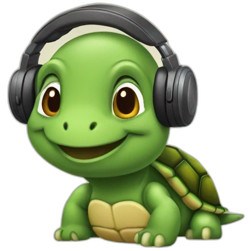 Tertle with headphones emoji
