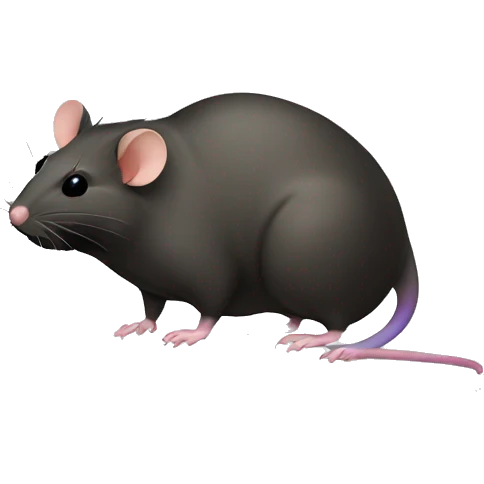 A Rat That is fat and has black Duck feet and three hairs and has a rainbow tail emoji