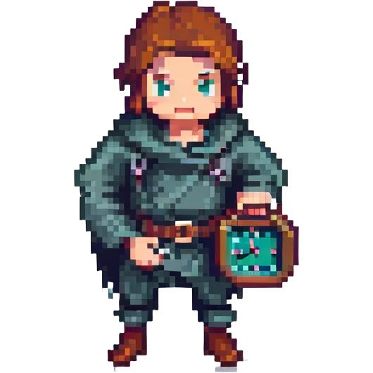 a thief stealing a watch, pixel art style emoji