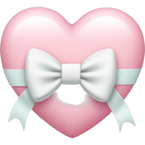 Pastel pink heart with white bow emoji