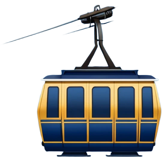 create a cablecar emoji in winter. make it navy dark blue. no yellow. and add the words in white: Lenk  emoji