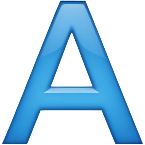 capital letter "A" printed in blue color square shape in center emoji