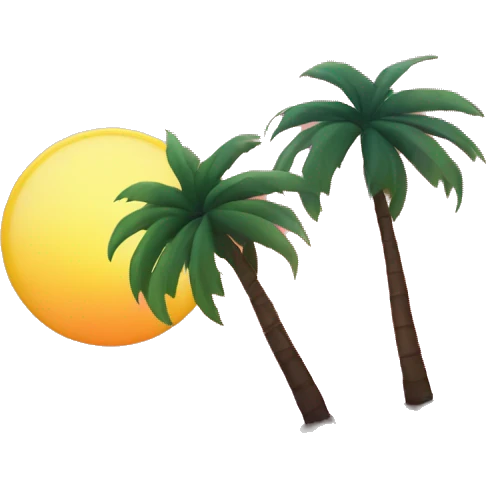 Palm tree with a sunset emoji