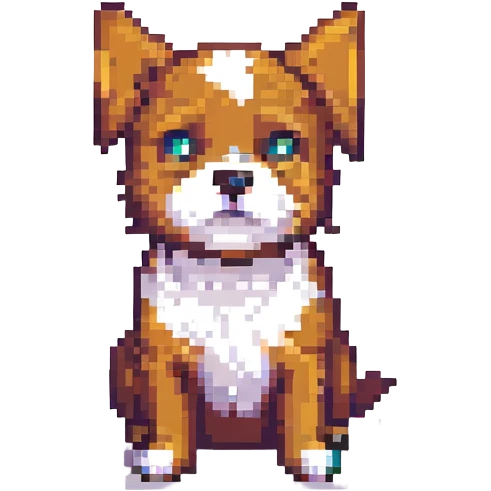 simple and cute blue dog in pixel art style emoji