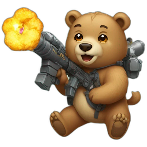 Bears with a bazooka on a unicorn emoji