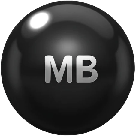 Black Ball with MB written on it. Nothing else no holes. emoji