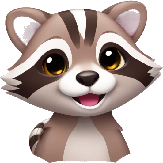 Pink Raccoon Cute smiling  emoji