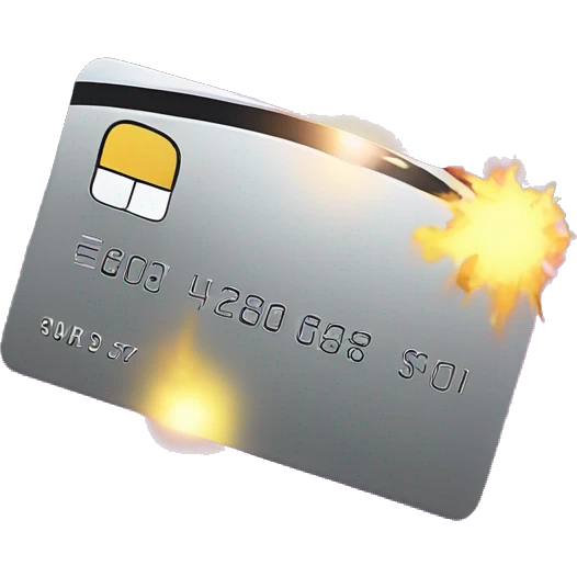 glowing credit card with fireworks emoji