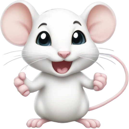 Cute same lady white mouse clenching fist smiling and blushing emoji
