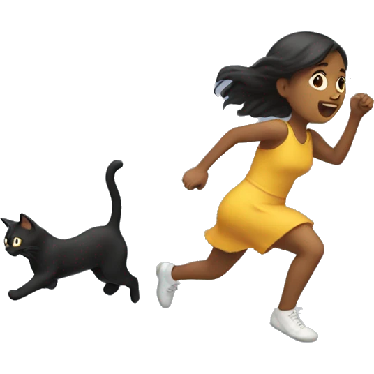 Girl chasing cat  emoji