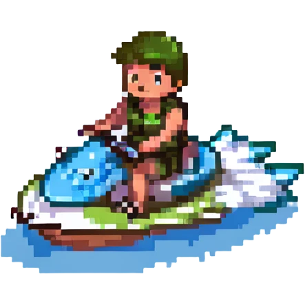 A boy riding a jet ski with wheels emoji