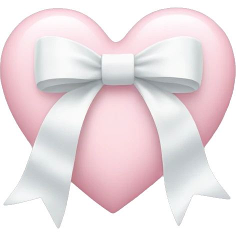 Pastel pink heart with white bow emoji