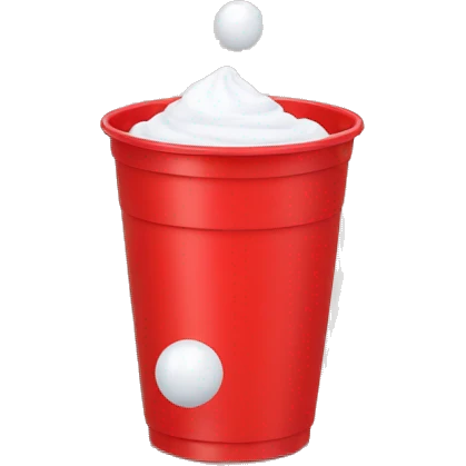 red plastic cup with a white small ball falling in emoji