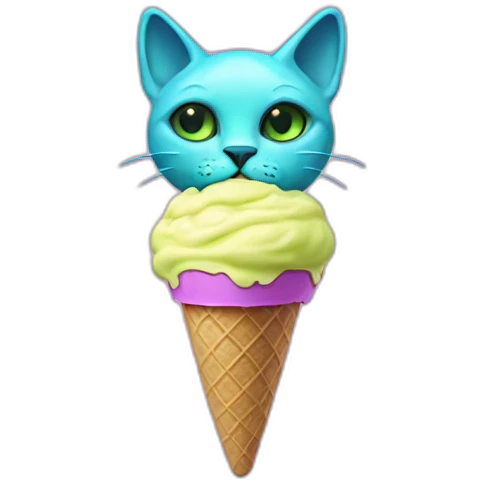 Neon Alien cat ice cream emoji