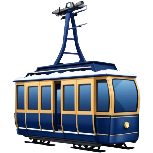 create a cablecar emoji in winter. make it navy dark blue. no yellow. and add the words in white: Lenk  emoji