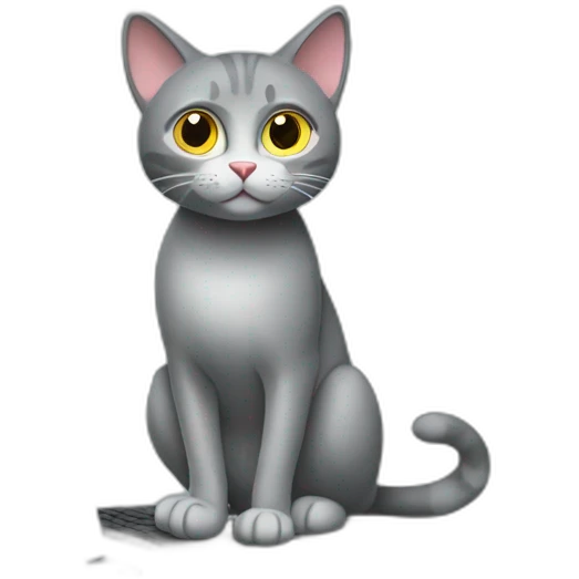 grey cat standing on computer emoji