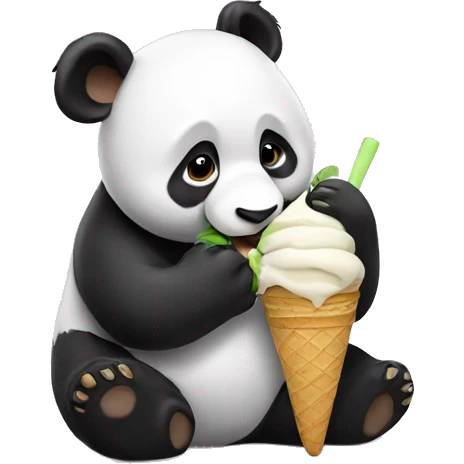 Panda eating ice cream emoji