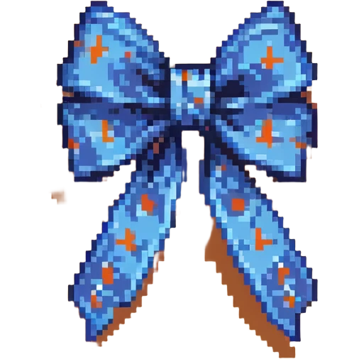 blue decorative ribbon bow pixel art emoji