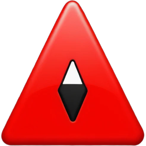Emoji warning: red triangle, black exclamation mark, flat design, simple, emoji style. bold, high contrast, emoji