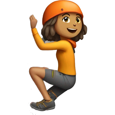 a female free soloing a clif emoji