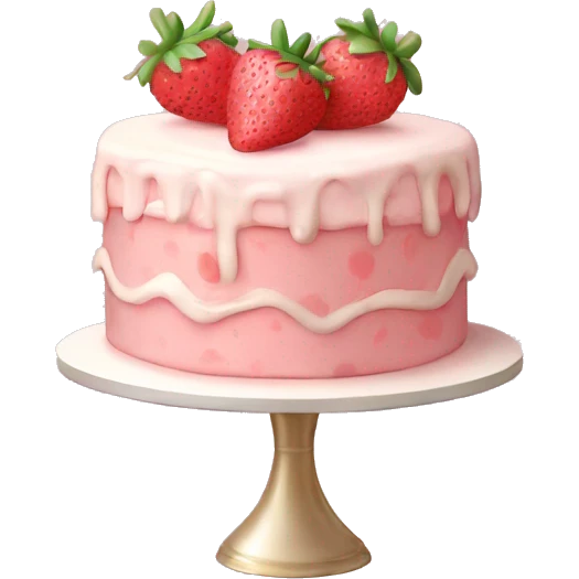 Light Pink strawberries and cream birthday cake emoji
