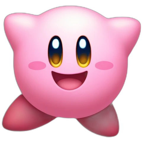 cute happy Kirby jumping on a star emoji
