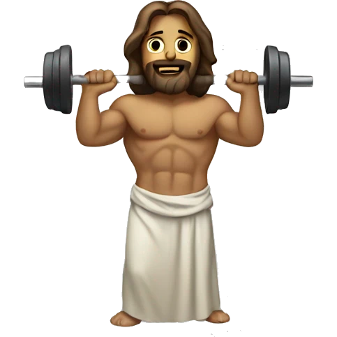 Jesus lifting weights emoji