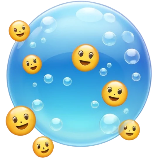 3D iPhone style emoji of free-floating bubbles, scattered randomly in the air, translucent and shiny, various sizes, not contained in any circle, isolated on white background, soft shadows, high detail, playful and cute. emoji
