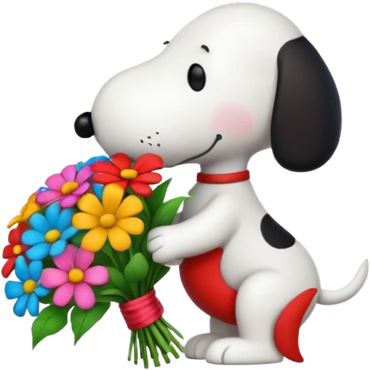 snoopy kissing flowers emoji