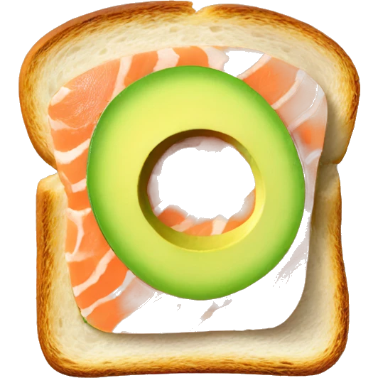 Toast with salmon and avocado slices on top  emoji