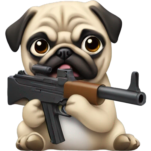 Pug with gun emoji